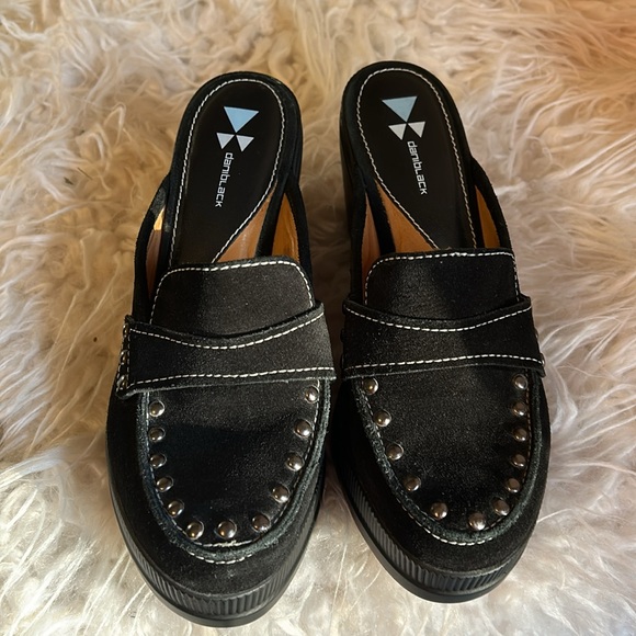 Black suede platform clog by DANIBLACK Size 6 1/2 M - Picture 2 of 8